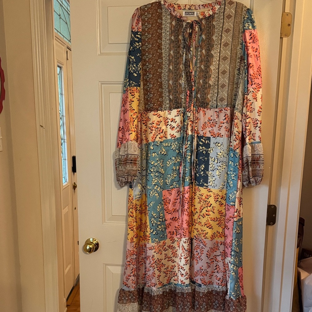 Bohemian Patchwork Long Sleeve Dress